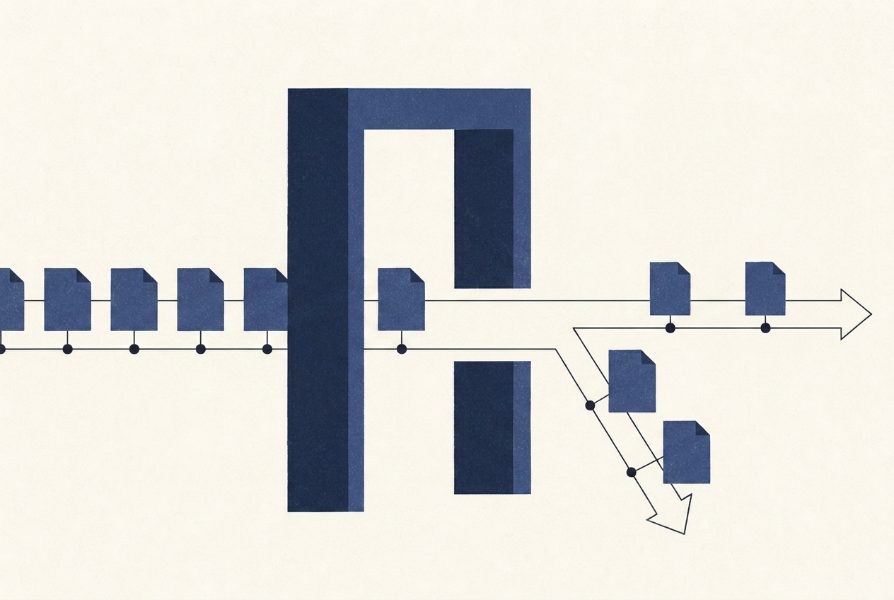 A gate splitting document shapes into allowed and restricted paths